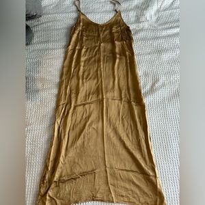 NEW Aerie Gold Satin Slip Dress, Size Medium